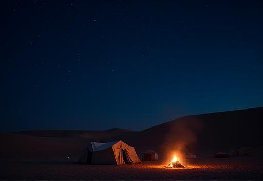 Desert camp with starry sky